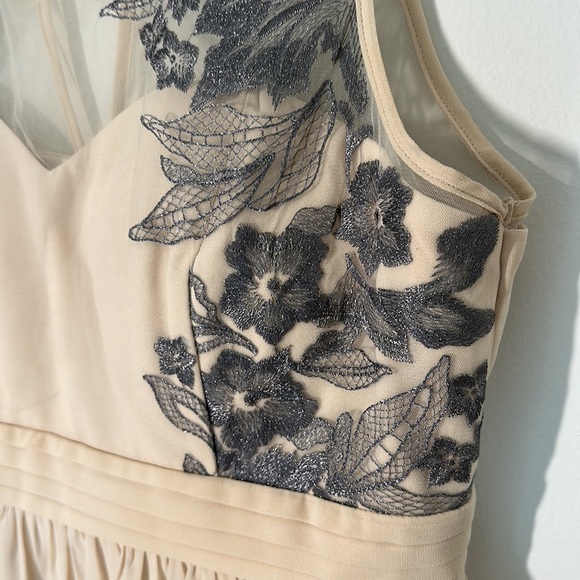 Little Mistress Maternity Cream Sweetheart Embroidery Midi Dress Baby Shower 10 - Picture 5 of 9